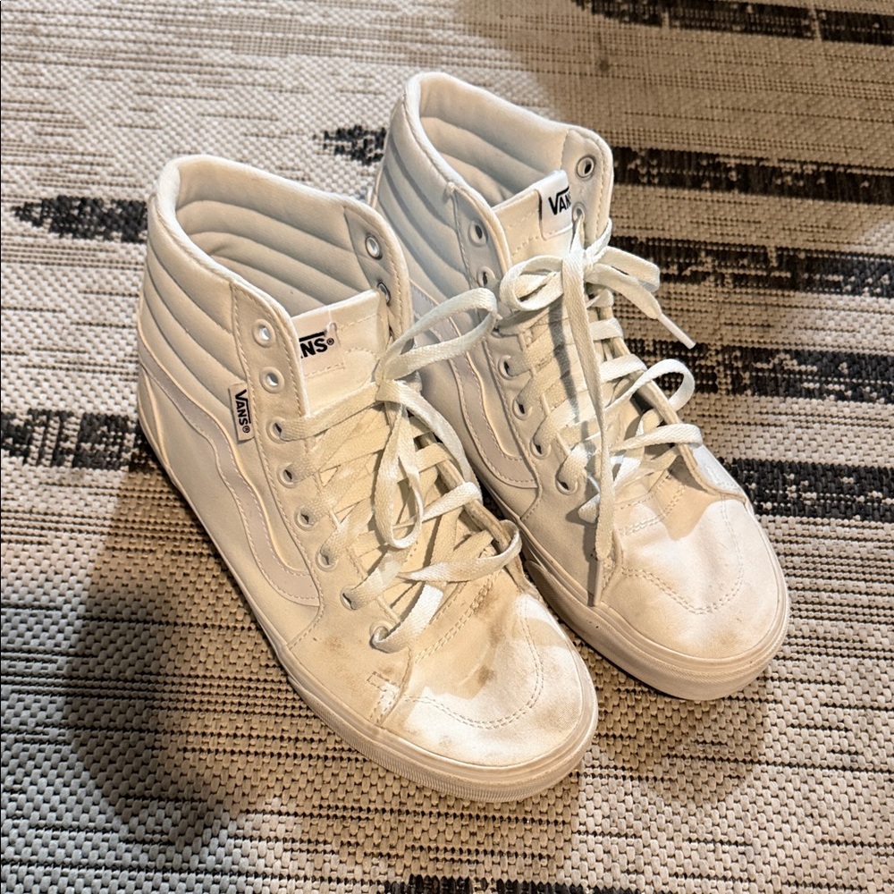 Vans White Women's Sk8-Hi Canvas High-Top Sneakers